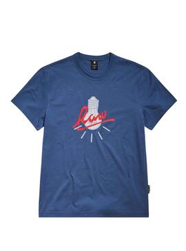 Camiseta G-Star bombilla Azul Para Hombre