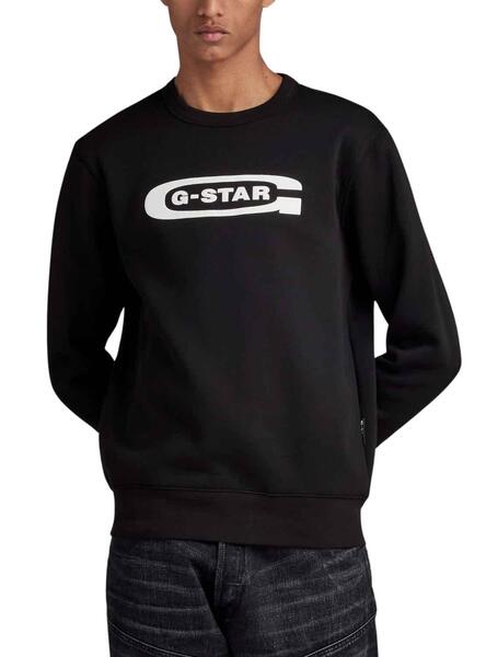 Sudadera G-Star Old School Logo Negro Para Hombre