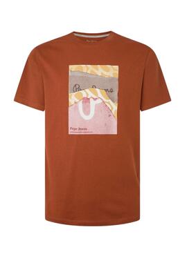 Camiseta Pepe Jeans Kenelm Naranja Para Hombre