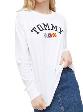 Camiseta Tommy Jeans Archive Blanco para Mujer