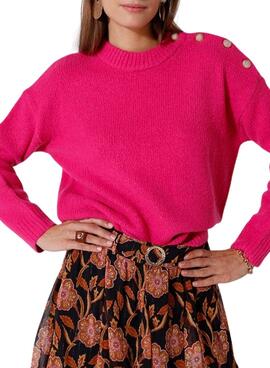 Jersey Naf Naf Botones Fucsia para Mujer