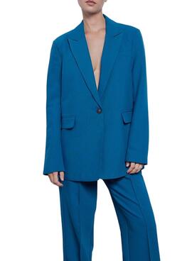 Blazer Vila Viamoni Azul Para Mujer