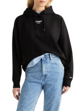 Sudadera Tommy Jeans Relaxed Logo Negro Para Mujer