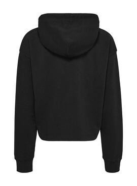 Sudadera Tommy Jeans Relaxed Logo Negro Para Mujer