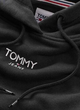 Sudadera Tommy Jeans Relaxed Logo Negro Para Mujer