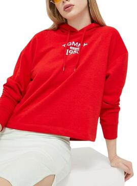 Sudadera Tommy Jeans Relaxed Essential Rojo Mujer