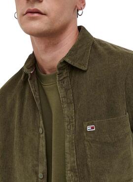 Camisa Tommy Jeans Relaxed Corduroy Verde Hombre