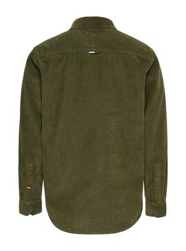 Camisa Tommy Jeans Relaxed Corduroy Verde Hombre