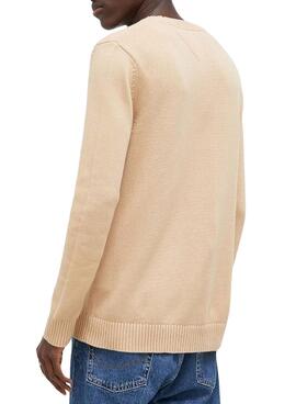 Jersey Tommy Jeans Essential Crew Beige Hombre