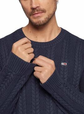 Jersey Tommy Jeans Reg Cable Azul Marino Hombre