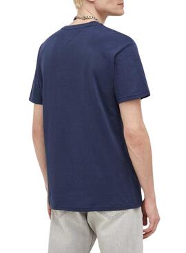 Camiseta Tommy Jeans Linear Marino Para Hombre