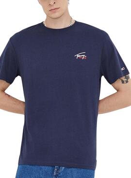 Camiseta Tommy Jeans Small Flag Marino Hombre