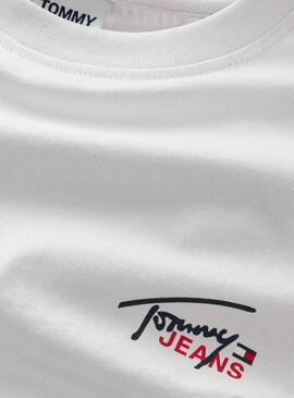 Camiseta Tommy Jeans Small Flag Blanco Hombre
