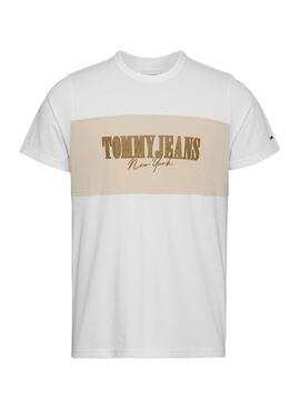Camiseta Tommy Jeans Linear Block Blanco Hombre