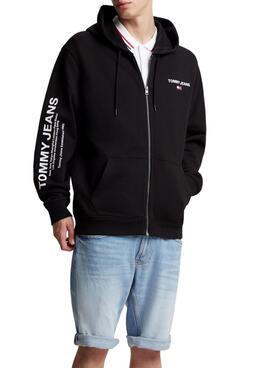 Sudadera Tommy Jeans Reg Entry Zip Negro Hombre