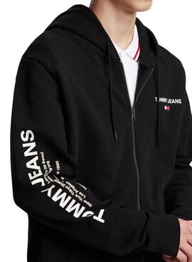 Sudadera Tommy Jeans Reg Entry Zip Negro Hombre