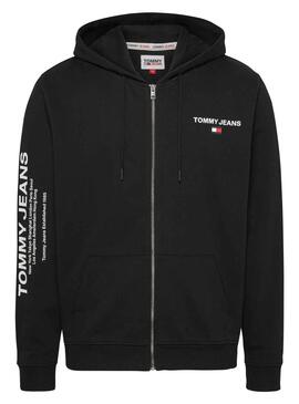 Sudadera Tommy Jeans Reg Entry Zip Negro Hombre