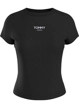 Camiseta Tommy Jeans Essential Logo Negro Mujer