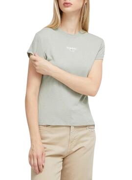 Camiseta Tommy Jeans Essential Logo Verde Mujer