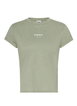 Camiseta Tommy Jeans Essential Logo Verde Mujer