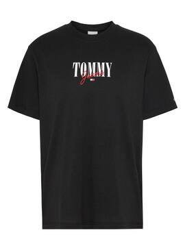 Camiseta Tommy Jeans Essential Logo 1 Negro Mujer