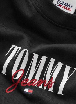 Camiseta Tommy Jeans Essential Logo 1 Negro Mujer