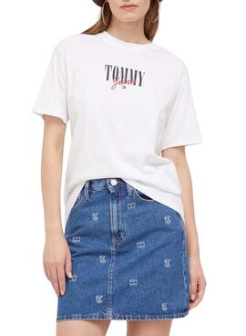 Camiseta Tommy Jeans Essential Logo Blanco Mujer