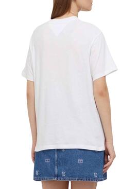 Camiseta Tommy Jeans Essential Logo Blanco Mujer