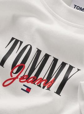 Camiseta Tommy Jeans Essential Logo Blanco Mujer