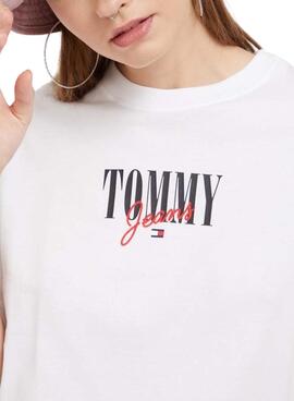 Camiseta Tommy Jeans Essential Logo Blanco Mujer