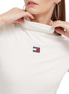 Camiseta Tommy Jeans Badge Cuello Perkins Blanco