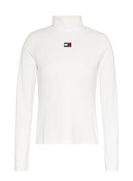 Camiseta Tommy Jeans Badge Cuello Perkins Blanco