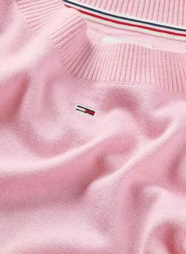 Jersey Tommy Jeans Essential Crew Rosa para Mujer