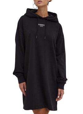 Vestido Tommy Jeans Logo Hoodie Negro Mujer