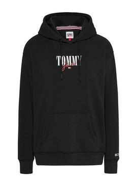 Sudadera Tommy Jeans Essential Logo 1 Negro Mujer