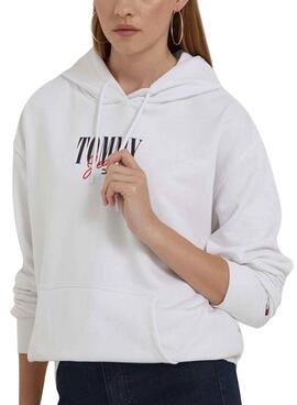 Sudadera Tommy Jeans Essential Logo 1 Blanco Mujer