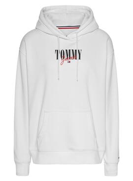 Sudadera Tommy Jeans Essential Logo 1 Blanco Mujer