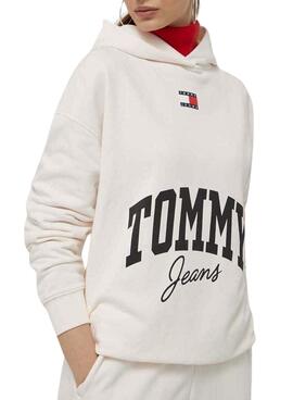 Sudadera Tommy Jeans New Varsity Blanco Mujer