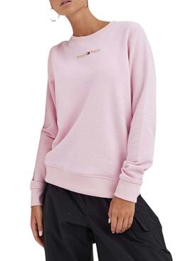 Sudadera Tommy Jeans Gold Linear Rosa Para Mujer