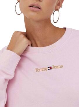 Sudadera Tommy Jeans Gold Linear Rosa Para Mujer