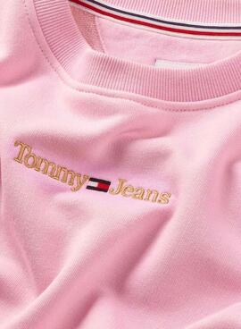 Sudadera Tommy Jeans Gold Linear Rosa Para Mujer