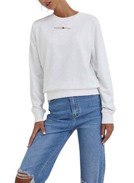 Sudadera Tommy Jeans Gold Linear Blanco Mujer