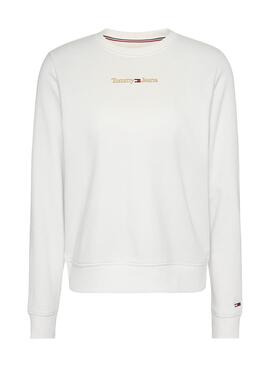 Sudadera Tommy Jeans Gold Linear Blanco Mujer