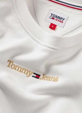 Sudadera Tommy Jeans Gold Linear Blanco Mujer