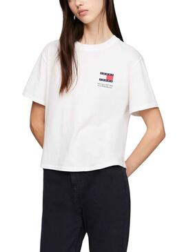 Camiseta Tommy Jeans Grahic Flag Blanco Para Mujer