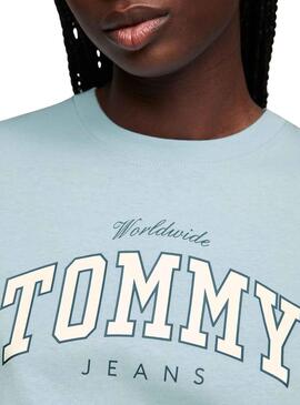 Camiseta Tommy Jeans Varsity Lux Azul Para Mujer