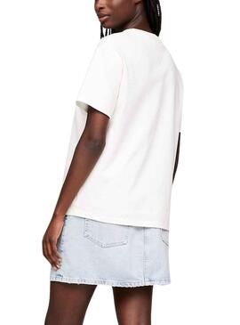 Camiseta Tommy Jeans Varsity Lux Blanco Para Mujer