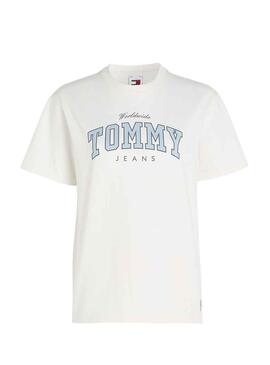 Camiseta Tommy Jeans Varsity Lux Blanco Para Mujer