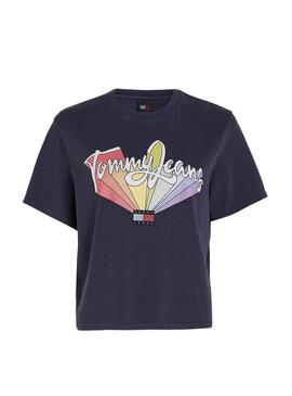 Camiseta Tommy Jeans Rainbow Flag Marino Mujer