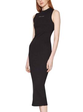 Vestido Tommy Jeans Midi Bodycon Negro Para Mujer